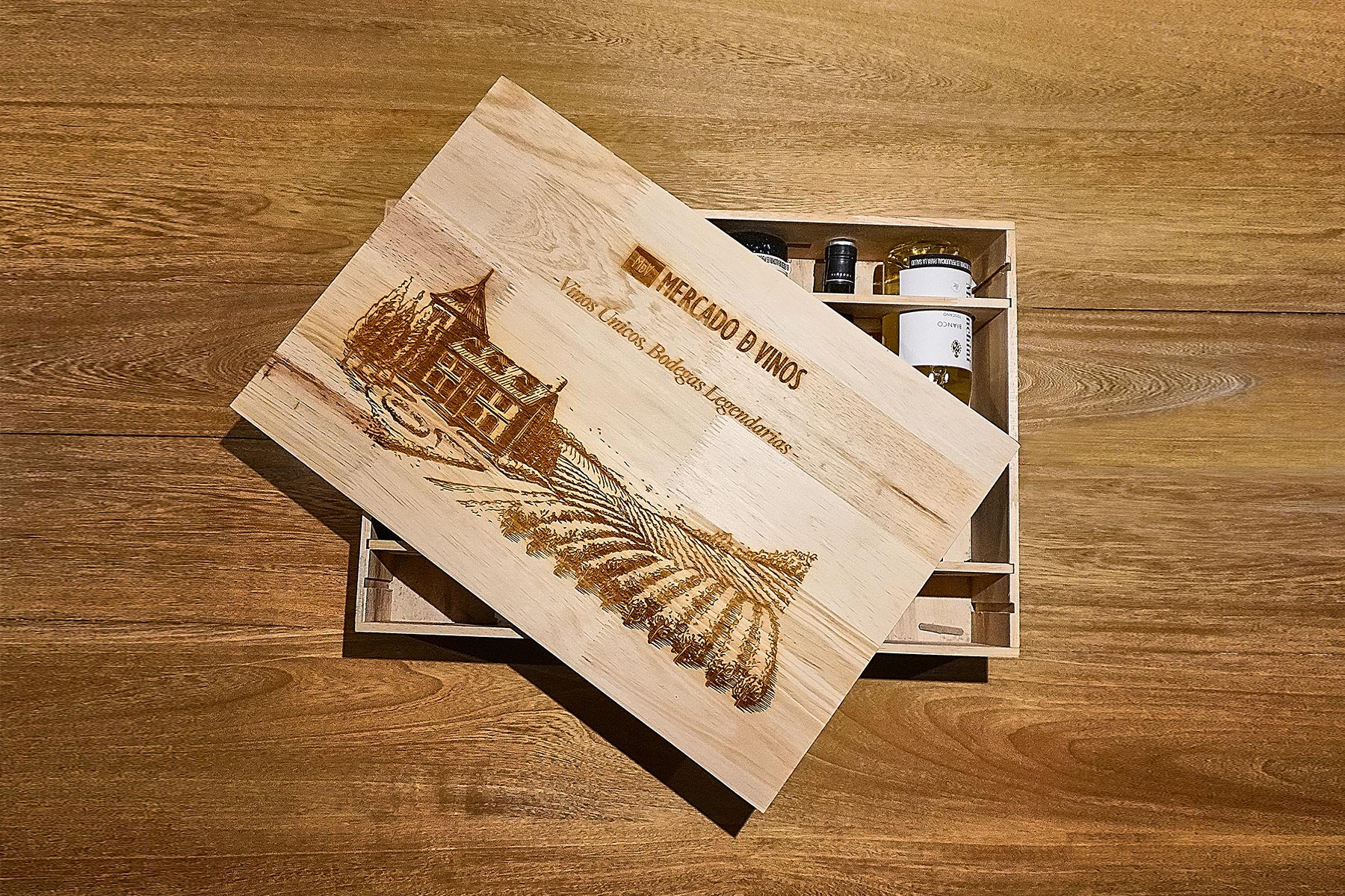 Caja de Madera para Seis Botellas de un Piso